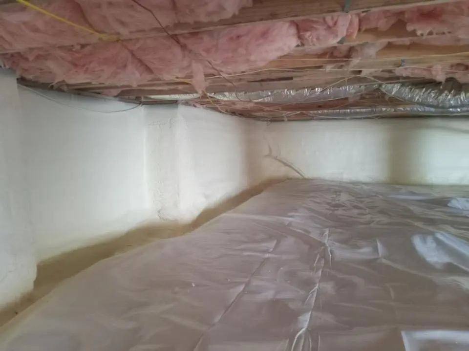 Crawl space encapsulation with closed-cell spray foam for Attic Insulation in Newtown
